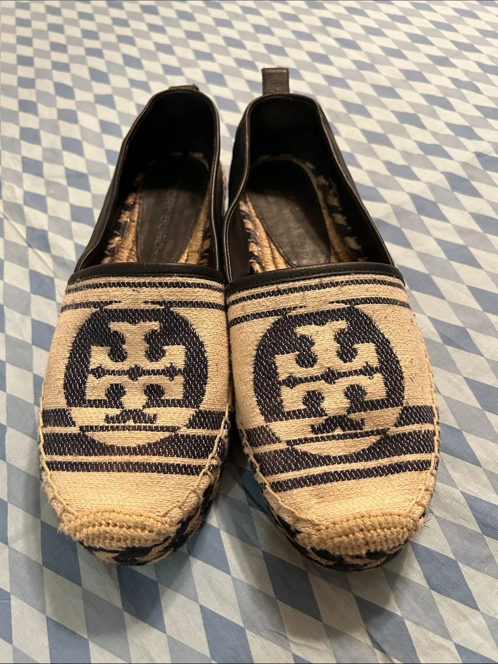 Tory Burch double T Jacquard espadrilles size 9